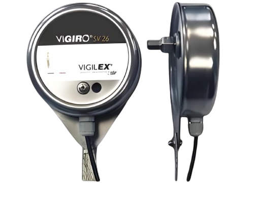 The INTEGRATED INDUCTIVE DETECTOR, detecting 6 to 6000 pulses per minute at up to 500 rpm. It features preset under speed settings and autonomous operation for easy setup, along with secure installation using an M12 mounting bolt and anti-rotation flexible strap.